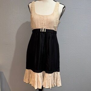 Joana Baraschi from Anthropology Sleeveless Two-Tone Black and Cream Mini Dress